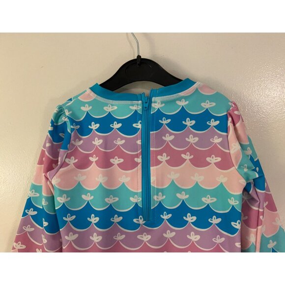 Ruffle Butts Girls Swimsuit 2T Long Sleeve One Piece UPF 50+ Mermaid Scales Past - Picture 7 of 13